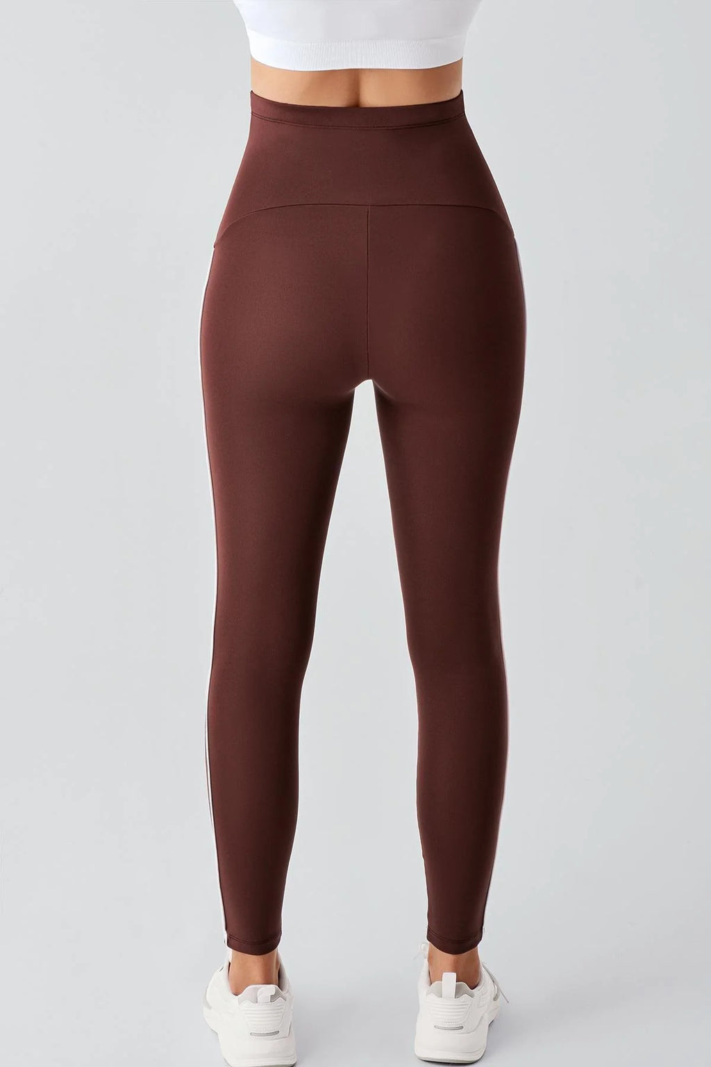 Piped High Waist Stretch Shaping Maternity Leggings Coffee - LT9024