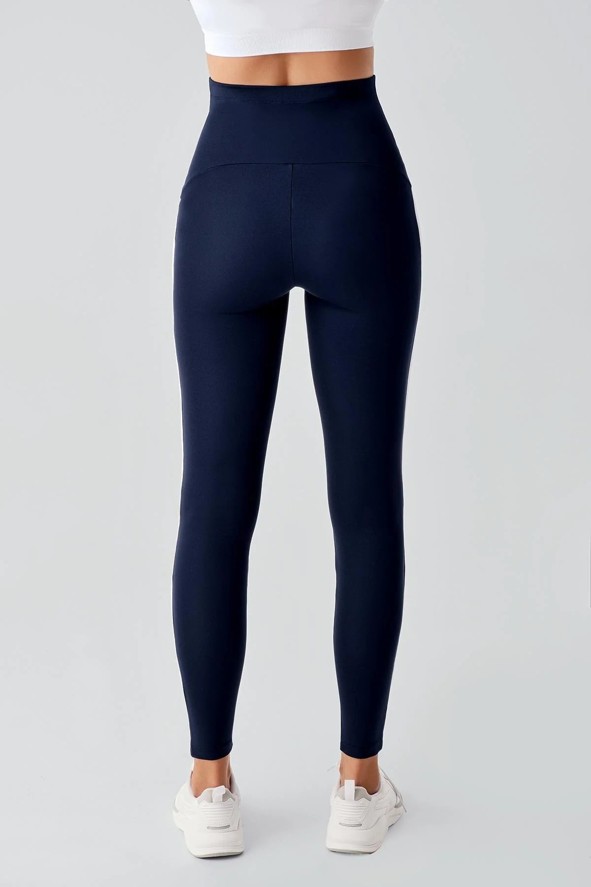 Piped High Waist Stretch Shaping Maternity Leggings Navy Blue - LT9024