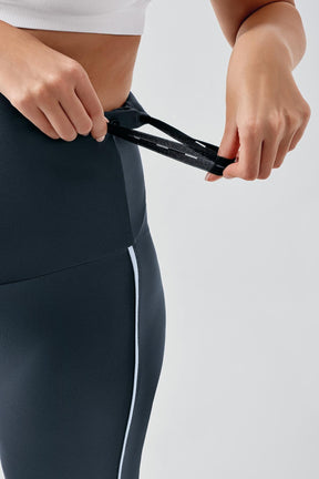 Piped Flared High Waist Stretch Shaping Maternity Leggings Anthracite - LT9025