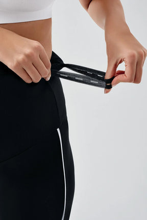 Piped Flared High Waist Stretch Shaping Maternity Leggings Black - LT9025