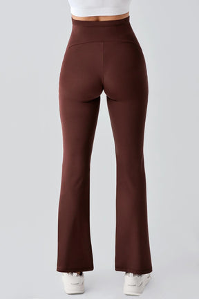 Piped Flared High Waist Stretch Shaping Maternity Leggings Coffee - LT9025