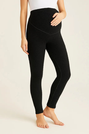 Extra Thick Plush Outer Adjustable Waist Winter Thermal Maternity Leggings Black - LT9026