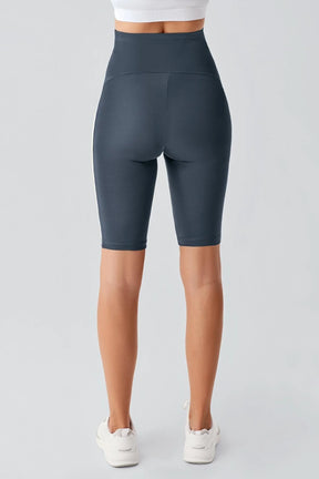 Piped Biker Flexible Adjustable Waist Maternity Shorts Leggings Anthracite - LT9027
