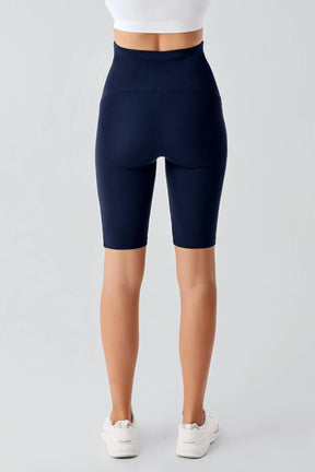 Piped Biker Flexible Adjustable Waist Maternity Shorts Leggings Navy Blue - LT9027