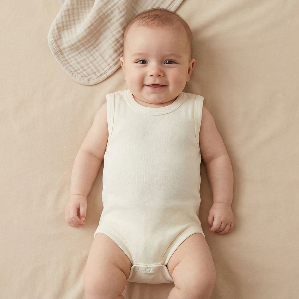 Strap Baby Bodysuit Ecru (0-12 Months) - S001.0155