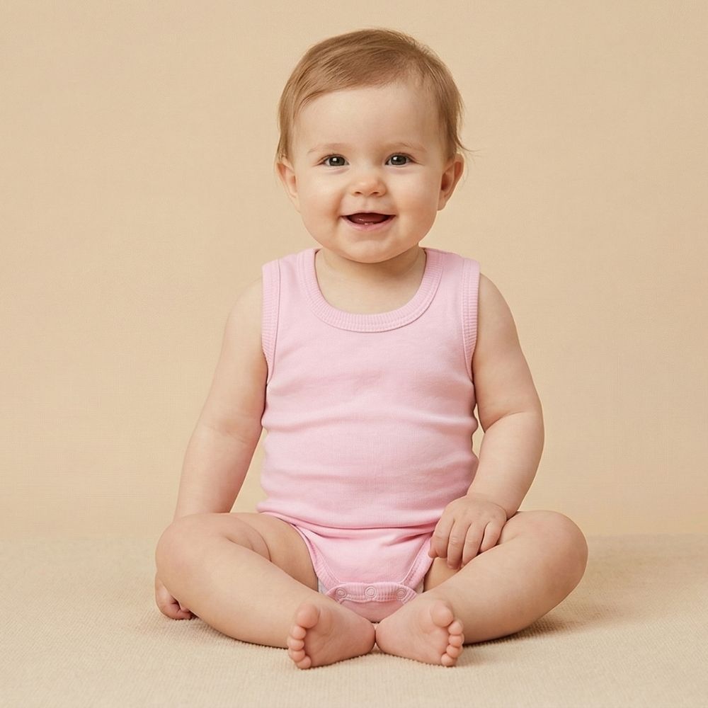 Strap Baby Bodysuit Pink (0-12 Months) - S001.0155