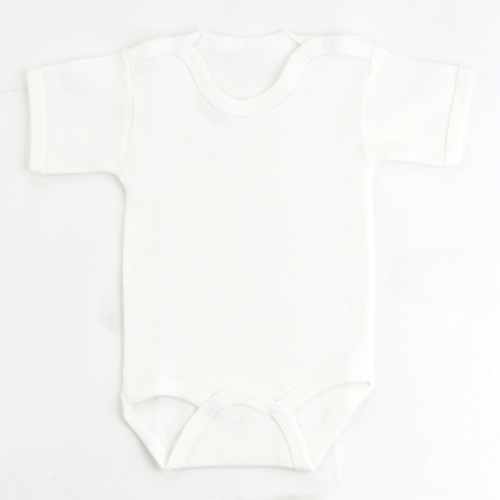 Short Sleeve Baby Bodysuit Ecru (0-12 Months) - S001.0156