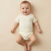 Short Sleeve Baby Bodysuit Ecru (0-12 Months) - S001.0156