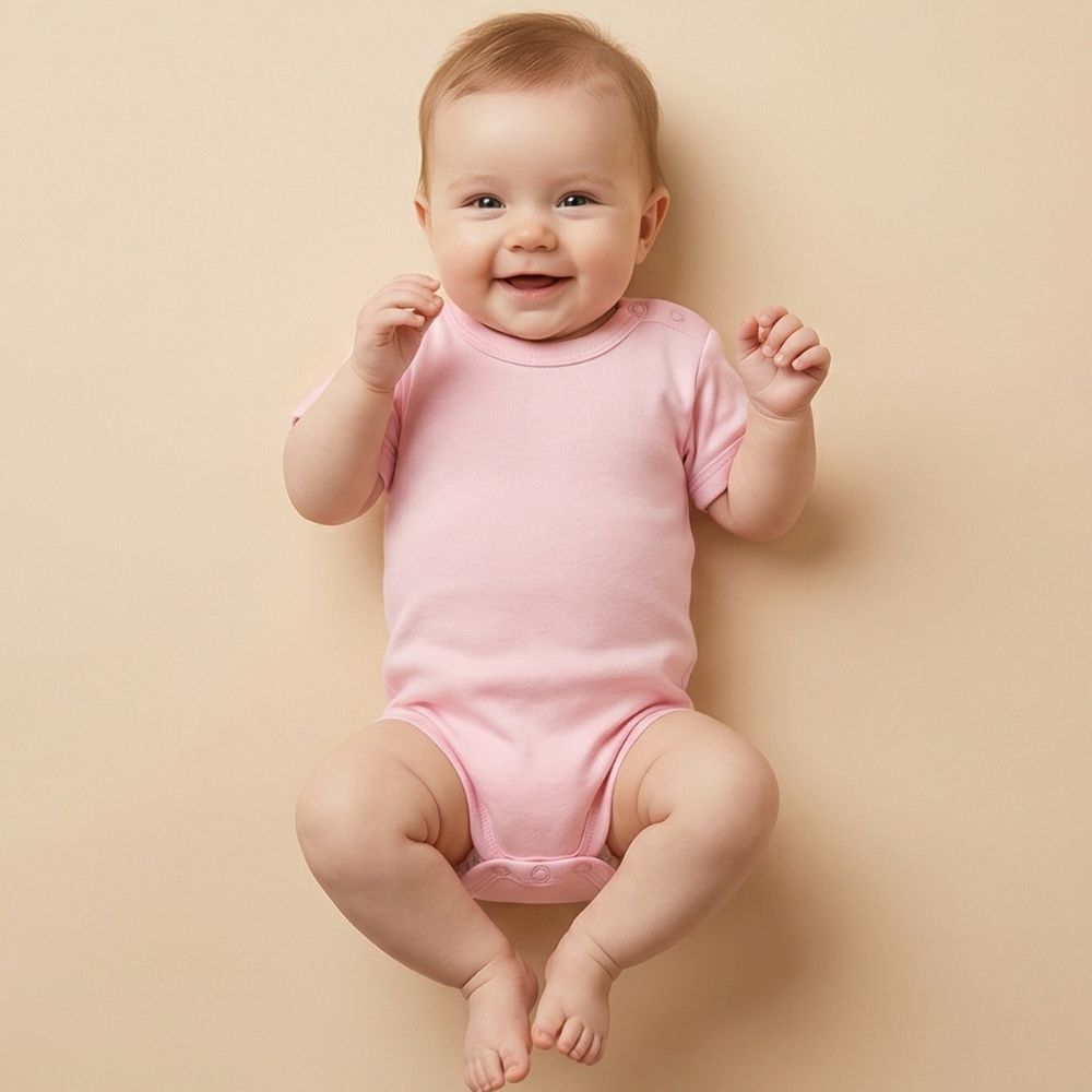 Short Sleeve Baby Bodysuit Pink (0-12 Months) - S001.0156