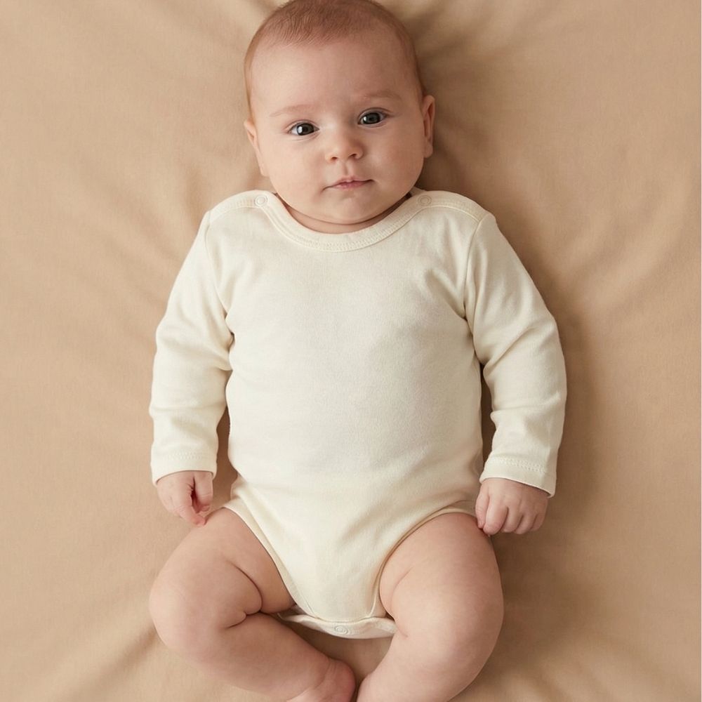 Long Sleeve Baby Bodysuit Ecru (0-12 Months) - S001.0157