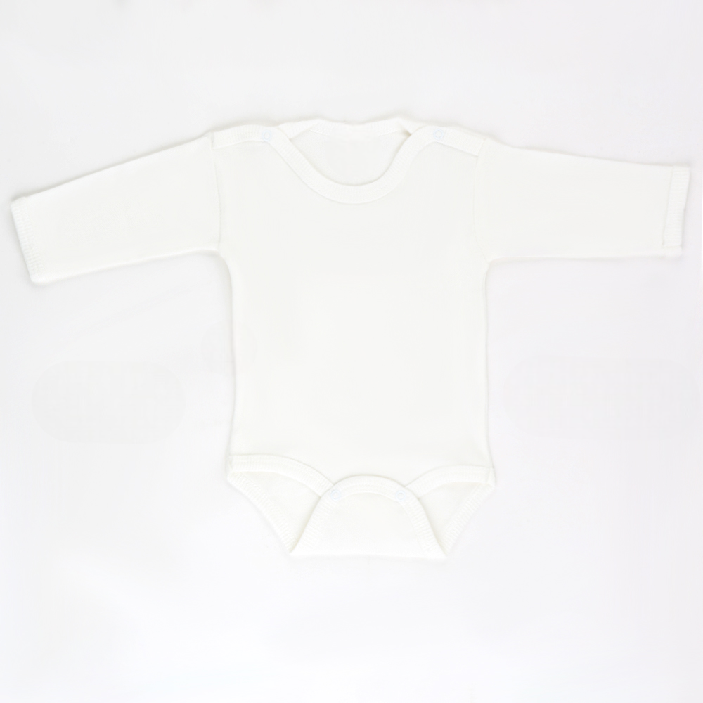 Long Sleeve Baby Bodysuit Ecru (0-12 Months) - S001.0157