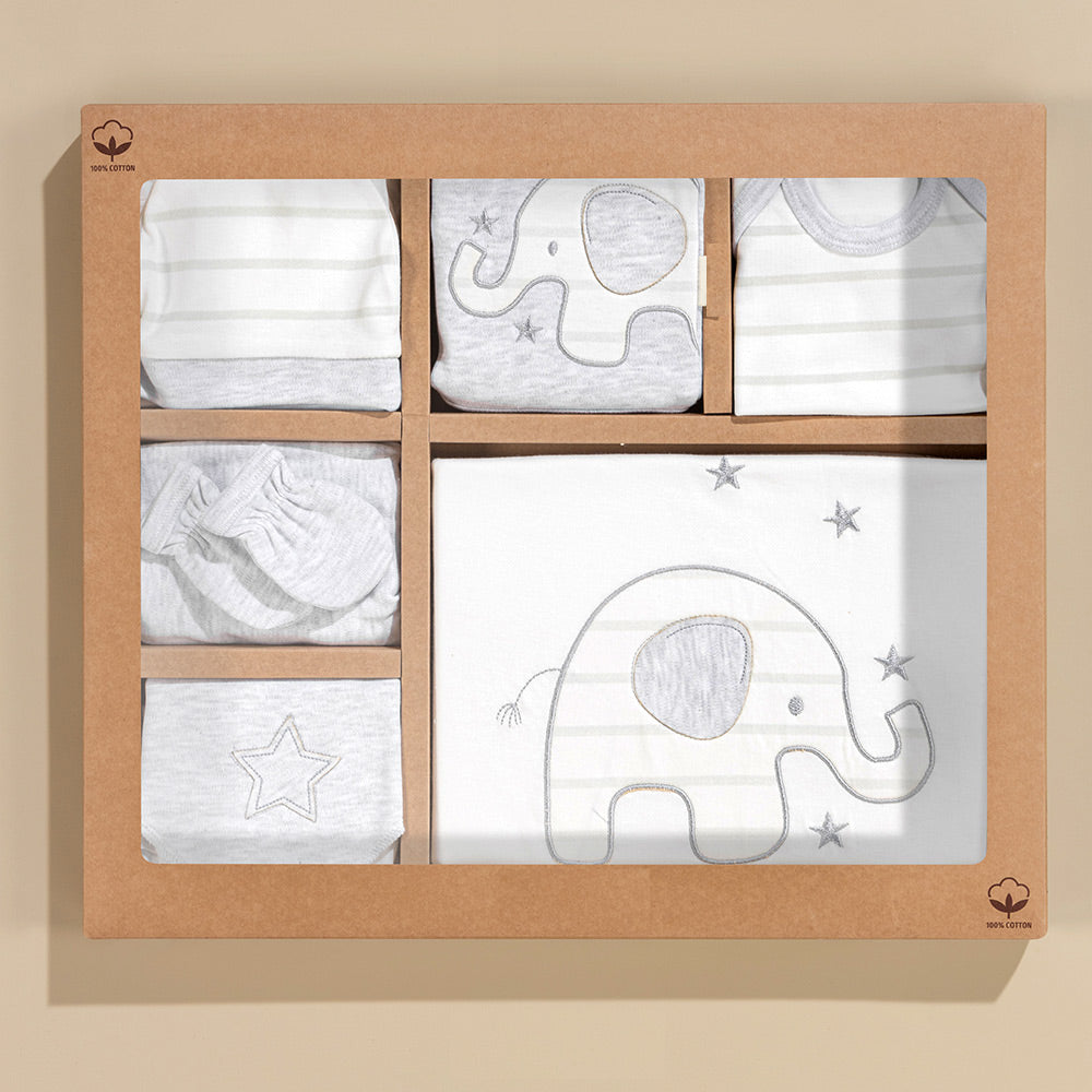 Elephant Themed Hospital Outfit 10-Piece Set Newborn Baby Grey (0-6 Months) - S001.2017