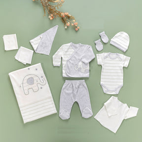 Elephant Themed Hospital Outfit 10-Piece Set Newborn Baby Grey (0-6 Months) - S001.2017