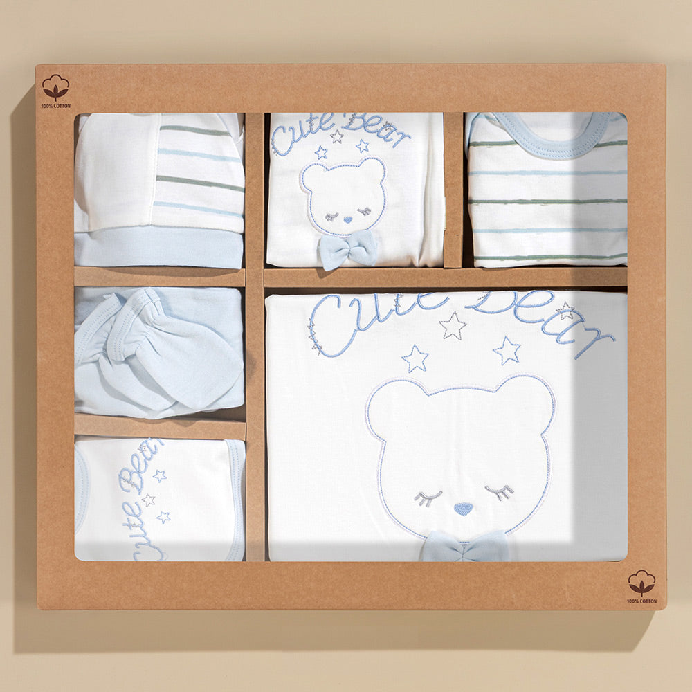Cute Bear Themed Hospital Outfit 10-Piece Set Newborn Baby Boy Blue (0-6 Months) - S001.2020