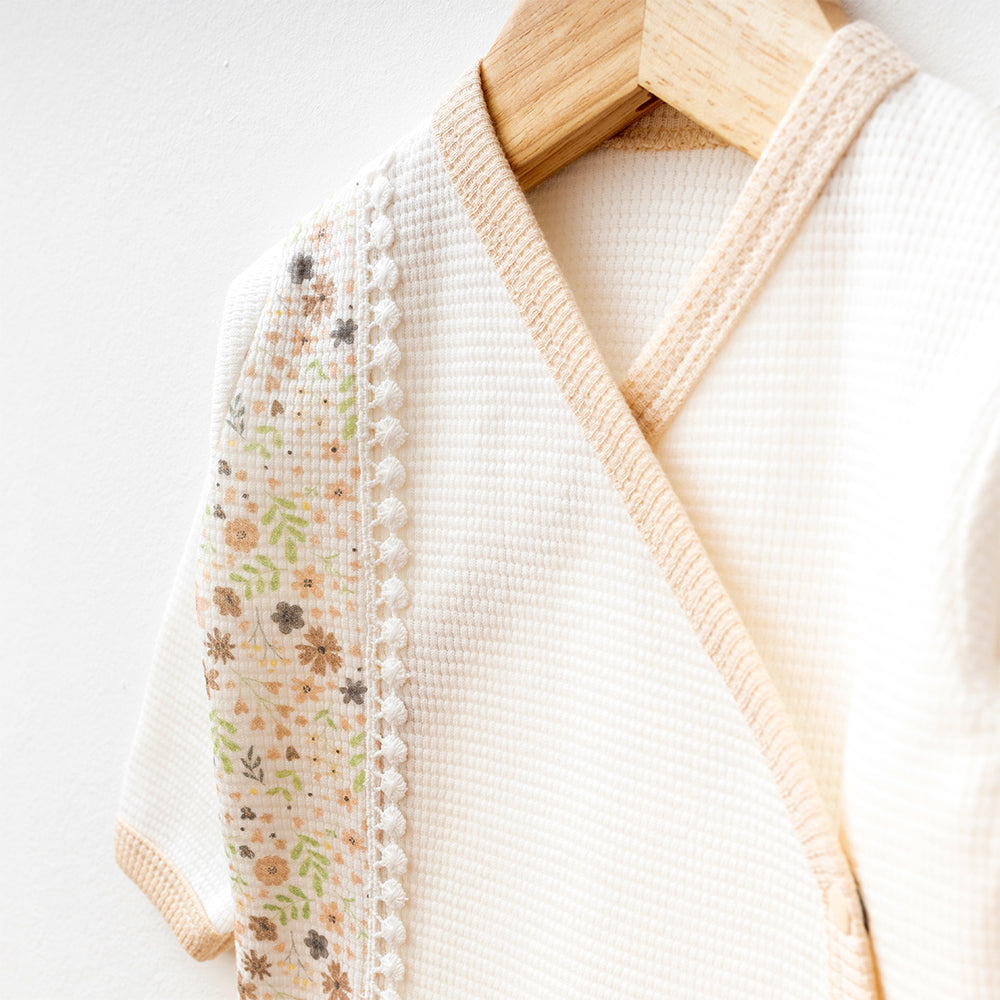 Flower Themed Waffle Hospital Outfit 10-Piece Set Newborn Baby Beige (0-6 Months) - S001.2106.12