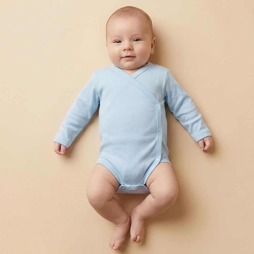 Double Breasted Baby Bodysuit Blue (0-3 Months) - S001.5903