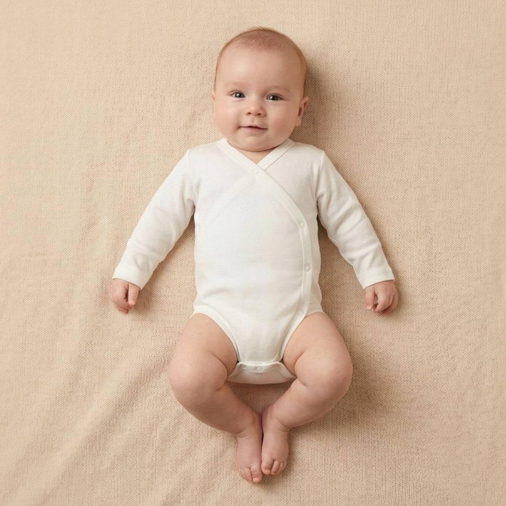 Double Breasted Baby Bodysuit White (0-3 Months) - S001.5903