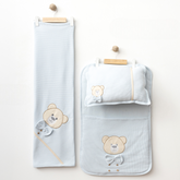 Bow Tie Teddy Bear Baby Blanket & Diaper Changing Cushion Blue - S001.8809.1