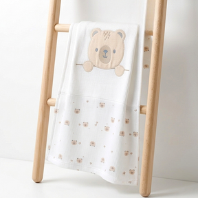 Peekaboo Bear Applique Baby Ribbed Blanket Beige - SP001.10009.41