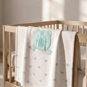 Peekaboo Bear Applique Baby Ribbed Blanket Mint - SP001.10009.71