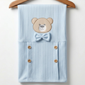 Teddy Bear Tuxedo Ribbed Cotton Baby Blanket Blue - SP001.10017.1