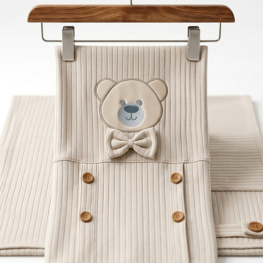 Teddy Bear Tuxedo Ribbed Cotton Baby Blanket Grey - SP001.10017.5