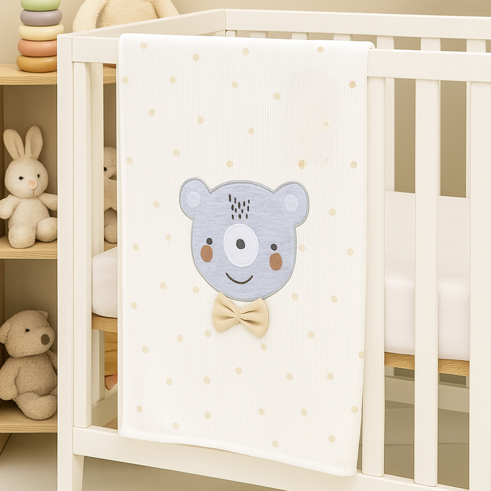 Polka Dot Bear Themed Baby Blanket Beige - SP001.109.12