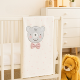 Polka Dot Bear Themed Baby Blanket Dried Rose - SP001.109.36