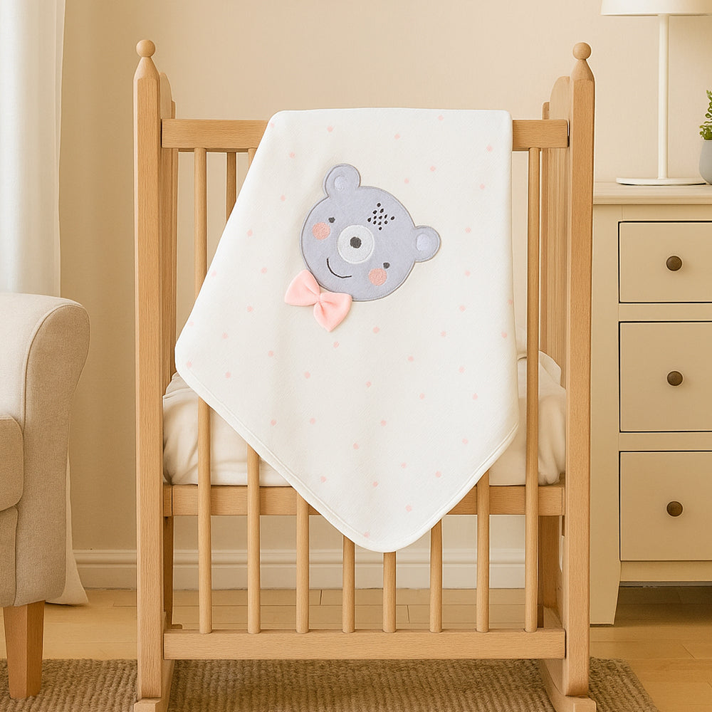 Polka Dot Bear Themed Baby Blanket Salmon - SP001.109.8