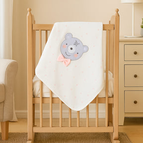 Polka Dot Bear Themed Baby Blanket Salmon - SP001.109.8
