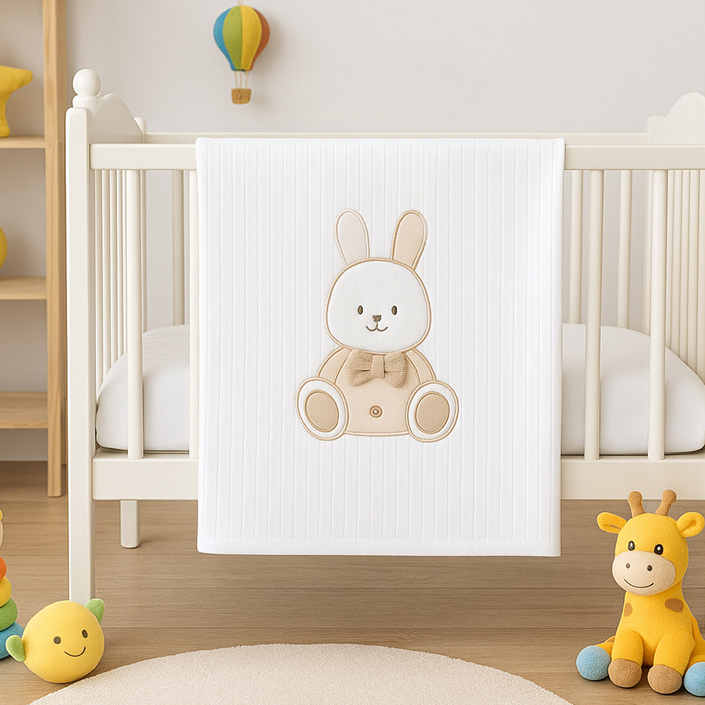 Rabbit Themed Baby Blanket Ecru - SP001.111.10