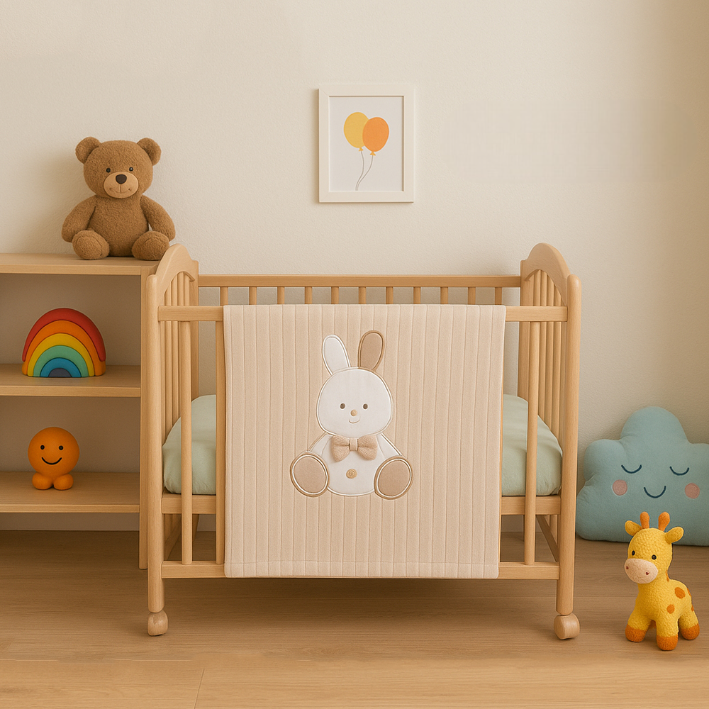 Rabbit Themed Baby Blanket Beige - SP001.111.12
