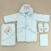 Teddy Themed Baby Bathrobe Set Mint (0-24 Months) - SP001.134.11