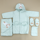 Rabbit Themed Baby Bathrobe Set Mint (0-24 Months) - SP001.135.11