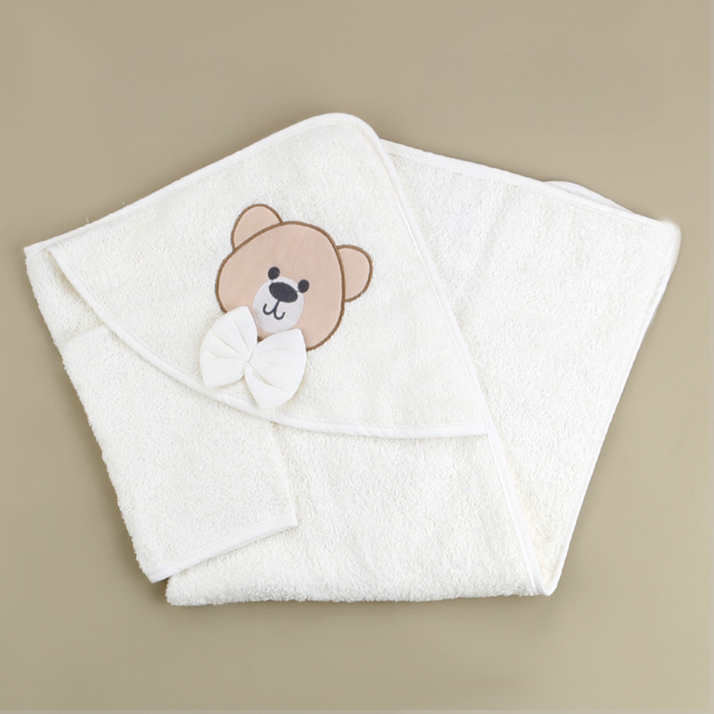 Teddy Themed Baby Towel Ecru - SP001.136.10