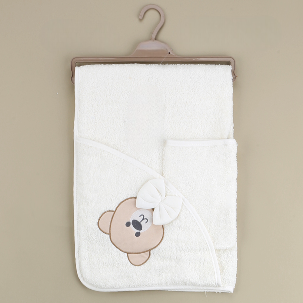 Teddy Themed Baby Towel Ecru - SP001.136.10