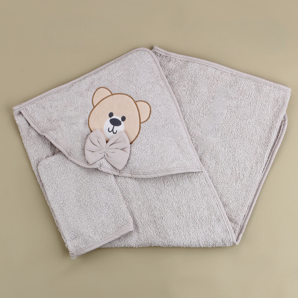 Teddy Themed Baby Towel Grey - SP001.136.5
