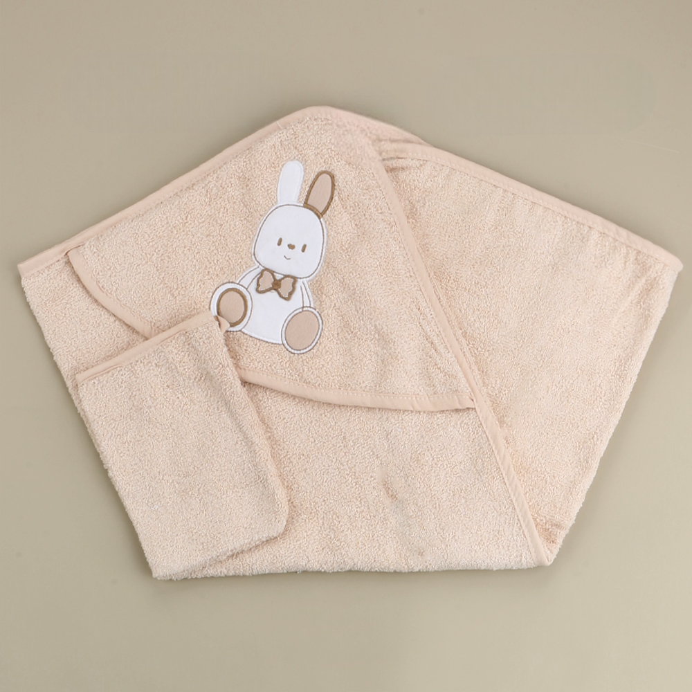 Rabbit Themed Baby Towel Beige - SP001.137.12
