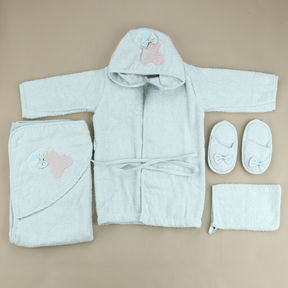 Ribbon Bear Themed Baby Bathrobe Set Mint (0-24 Months) - SP001.155.11
