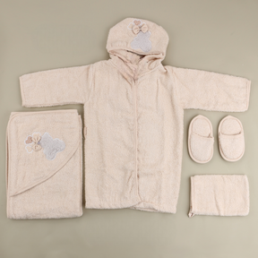 Ribbon Bear Themed Baby Bathrobe Set Beige (0-24 Months) - SP001.155.12