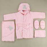Ribbon Bear Themed Baby Bathrobe Set Salmon (0-24 Months) - SP001.155.8
