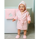 Ribbon Bear Themed Baby Bathrobe Set Salmon (0-24 Months) - SP001.155.8