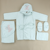 Ribbon Rabbit Themed Baby Bathrobe Set Mint (0-24 Months) - SP001.156.11