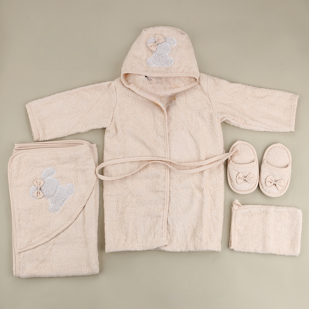 Ribbon Rabbit Themed Baby Bathrobe Set Beige (0-24 Months) - SP001.156.12
