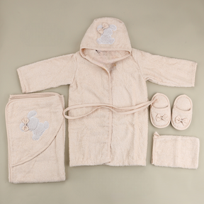 Ribbon Rabbit Themed Baby Bathrobe Set Beige (0-24 Months) - SP001.156.12