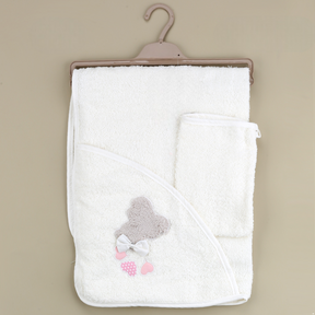 Ribbon Bear Themed Baby Towel Ecru - SP001.157.10