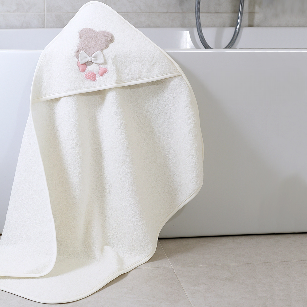 Ribbon Bear Themed Baby Towel Ecru - SP001.157.10