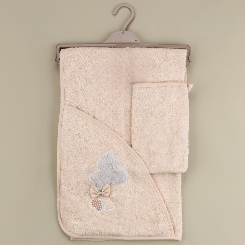 Ribbon Bear Themed Baby Towel Beige - SP001.157.12