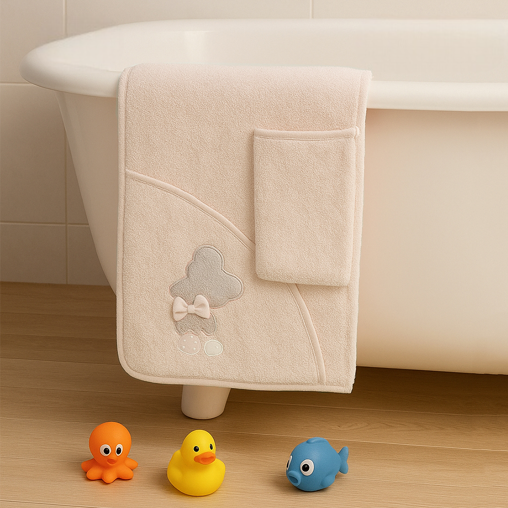 Ribbon Bear Themed Baby Towel Beige - SP001.157.12