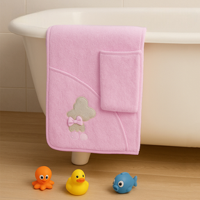 Ribbon Bear Themed Baby Towel Pink - SP001.157.2